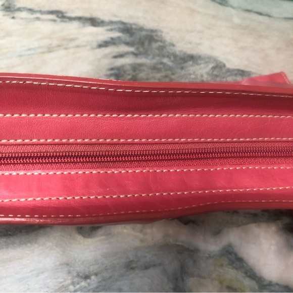 Nordstrom medium pink leather shoulder bag multi pocket paisley inside 9x14 - Picture 9 of 10